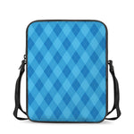 Ocean Blue Argyle Pattern Print Rectangular Crossbody Bag