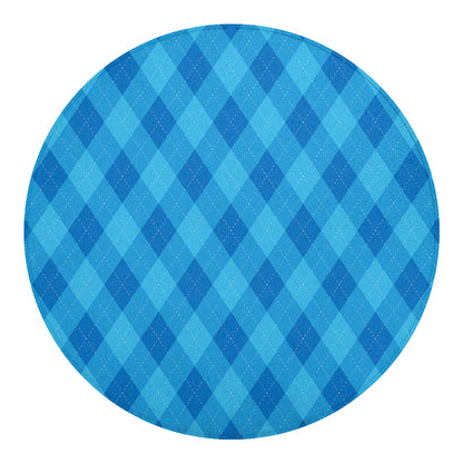 Ocean Blue Argyle Pattern Print Round Blanket