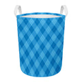 Ocean Blue Argyle Pattern Print Round Laundry Basket