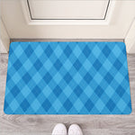 Ocean Blue Argyle Pattern Print Rubber Doormat