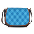 Ocean Blue Argyle Pattern Print Saddle Bag