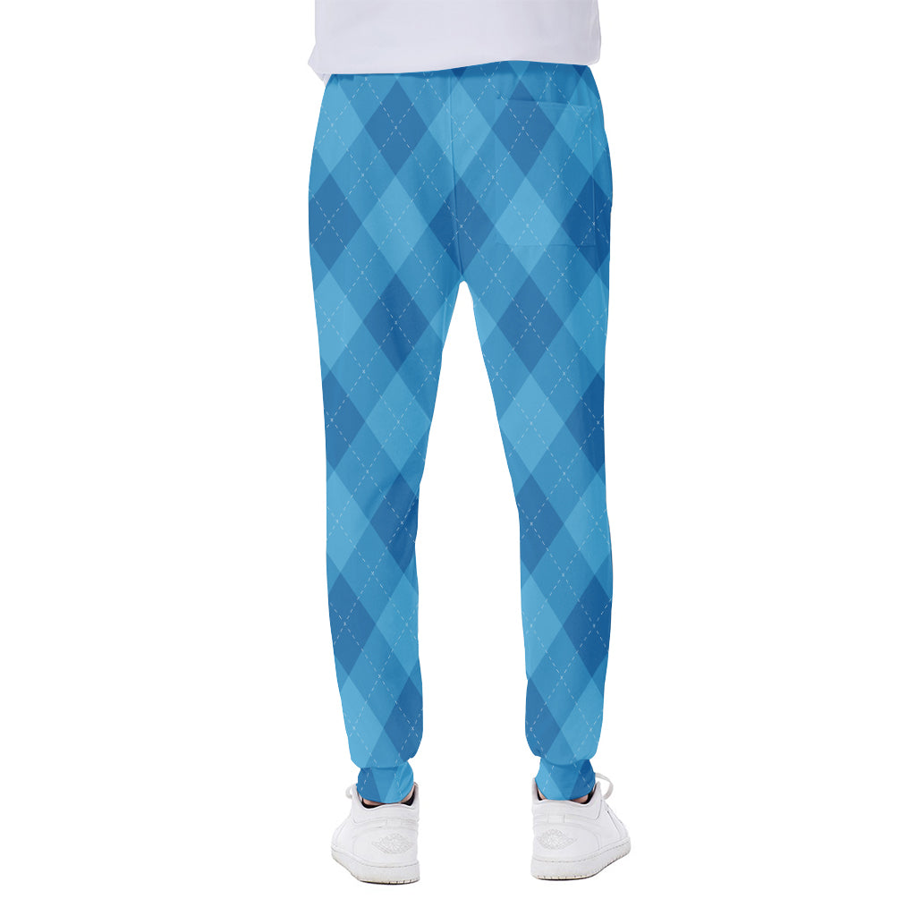 Ocean Blue Argyle Pattern Print Scuba Joggers