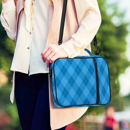 Ocean Blue Argyle Pattern Print Shoulder Strap Bible Bag
