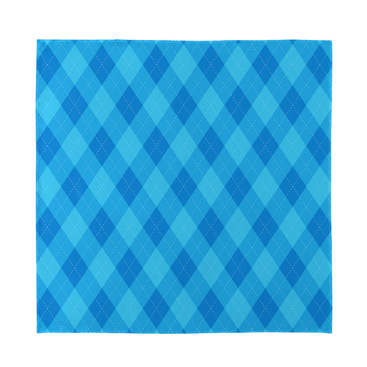Ocean Blue Argyle Pattern Print Silk Bandana