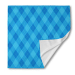 Ocean Blue Argyle Pattern Print Silk Bandana