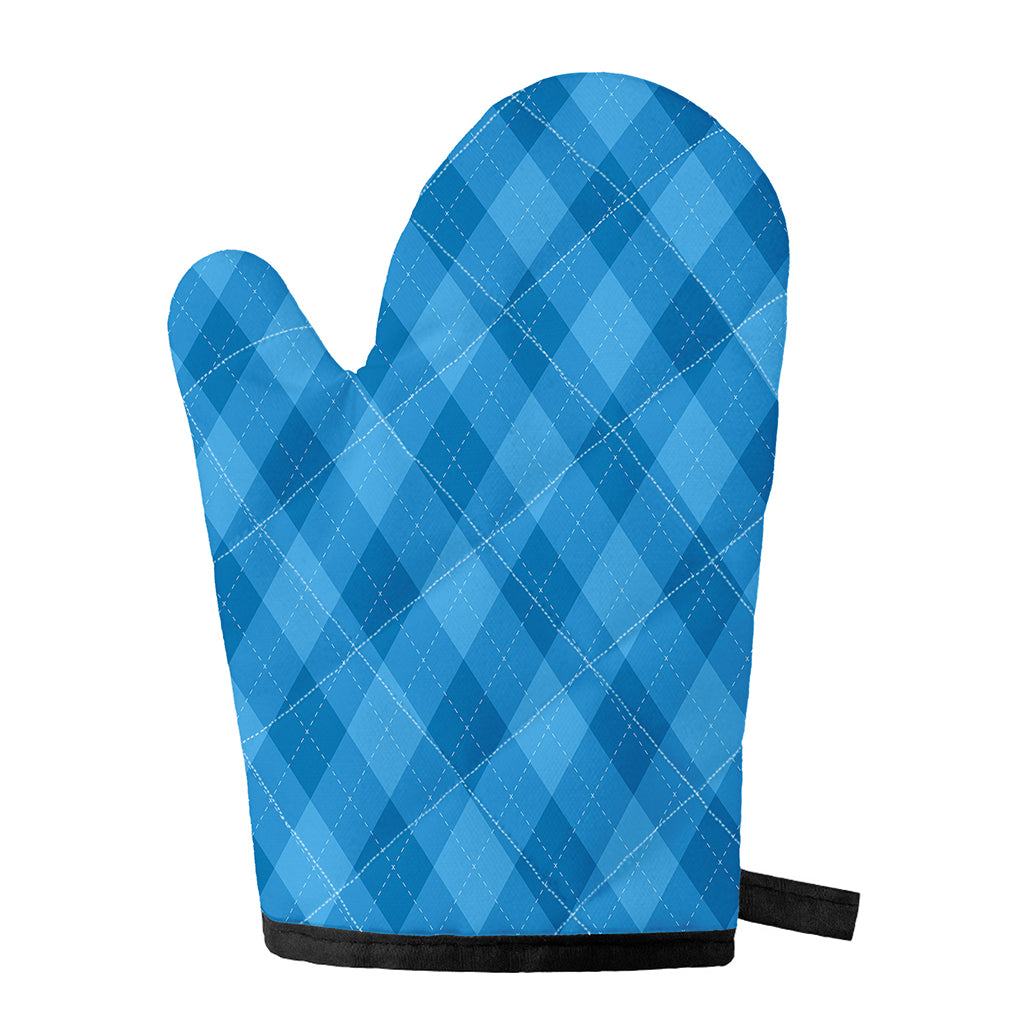 Ocean Blue Argyle Pattern Print Single Oven Mitt