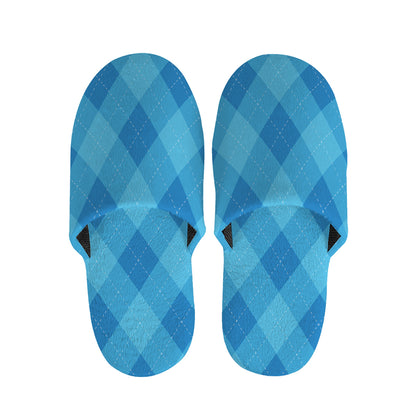 Ocean Blue Argyle Pattern Print Slippers
