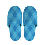 Ocean Blue Argyle Pattern Print Slippers