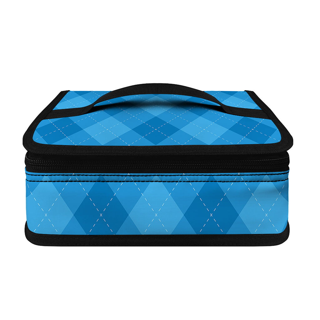 Ocean Blue Argyle Pattern Print Small Lunch Bag