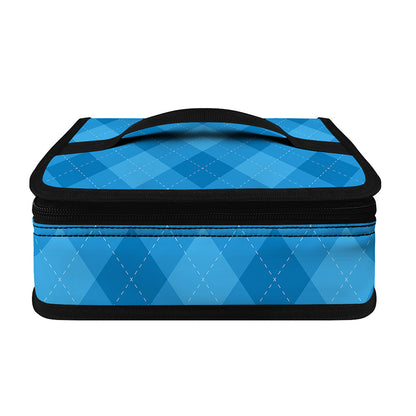 Ocean Blue Argyle Pattern Print Small Lunch Bag
