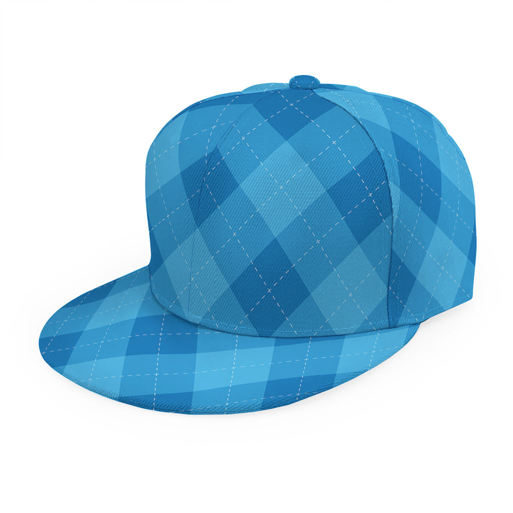 Ocean Blue Argyle Pattern Print Snapback Cap