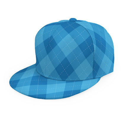 Ocean Blue Argyle Pattern Print Snapback Cap