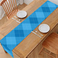 Ocean Blue Argyle Pattern Print Table Runner