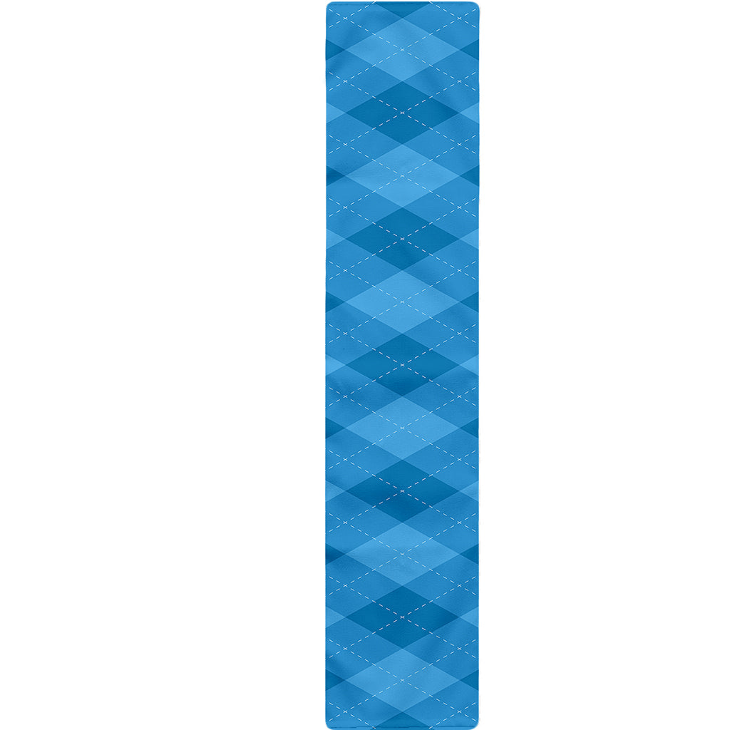 Ocean Blue Argyle Pattern Print Table Runner