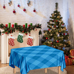 Ocean Blue Argyle Pattern Print Tablecloth