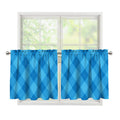 Ocean Blue Argyle Pattern Print Tier Curtains