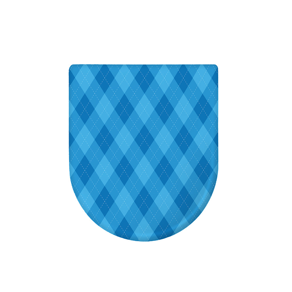 Ocean Blue Argyle Pattern Print Toilet Lid Cover