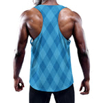Ocean Blue Argyle Pattern Print Training Tank Top