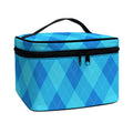 Ocean Blue Argyle Pattern Print Travel Makeup Bag