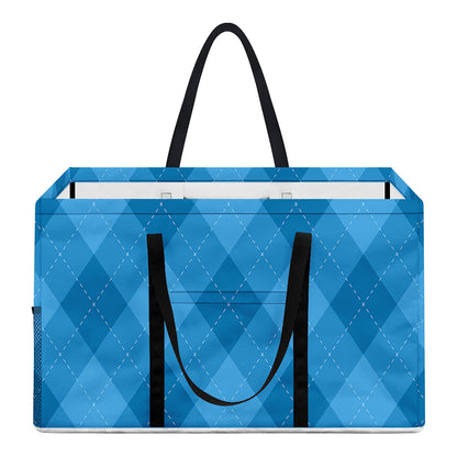 Ocean Blue Argyle Pattern Print Utility Tote Bag