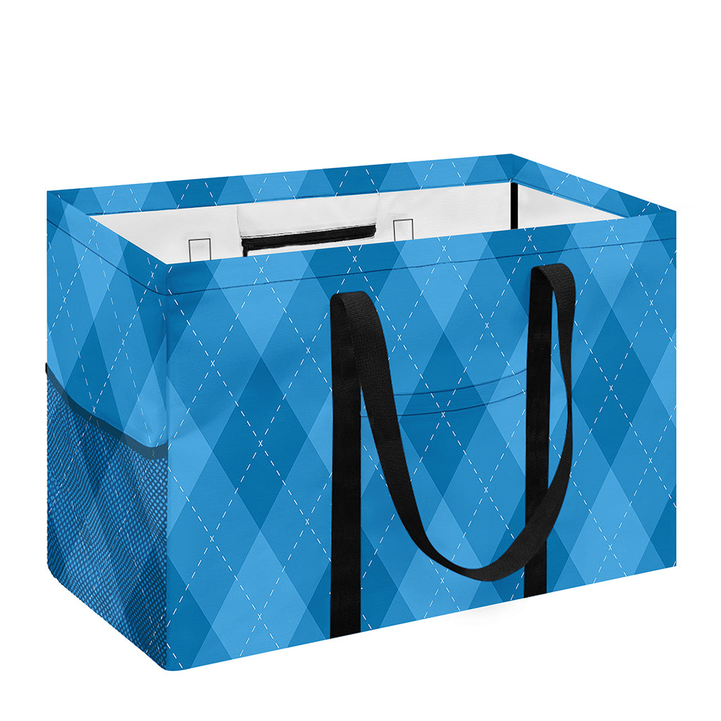 Ocean Blue Argyle Pattern Print Utility Tote Bag