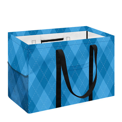 Ocean Blue Argyle Pattern Print Utility Tote Bag