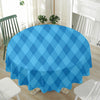 Ocean Blue Argyle Pattern Print Waterproof Round Tablecloth