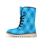 Ocean Blue Argyle Pattern Print Winter Boots