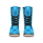 Ocean Blue Argyle Pattern Print Winter Boots
