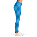 Ocean Blue Argyle Pattern Print Women's Leggings
