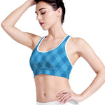 Ocean Blue Argyle Pattern Print Women's Sports Bra
