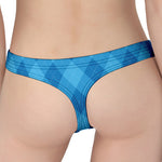 Ocean Blue Argyle Pattern Print Women's Thong