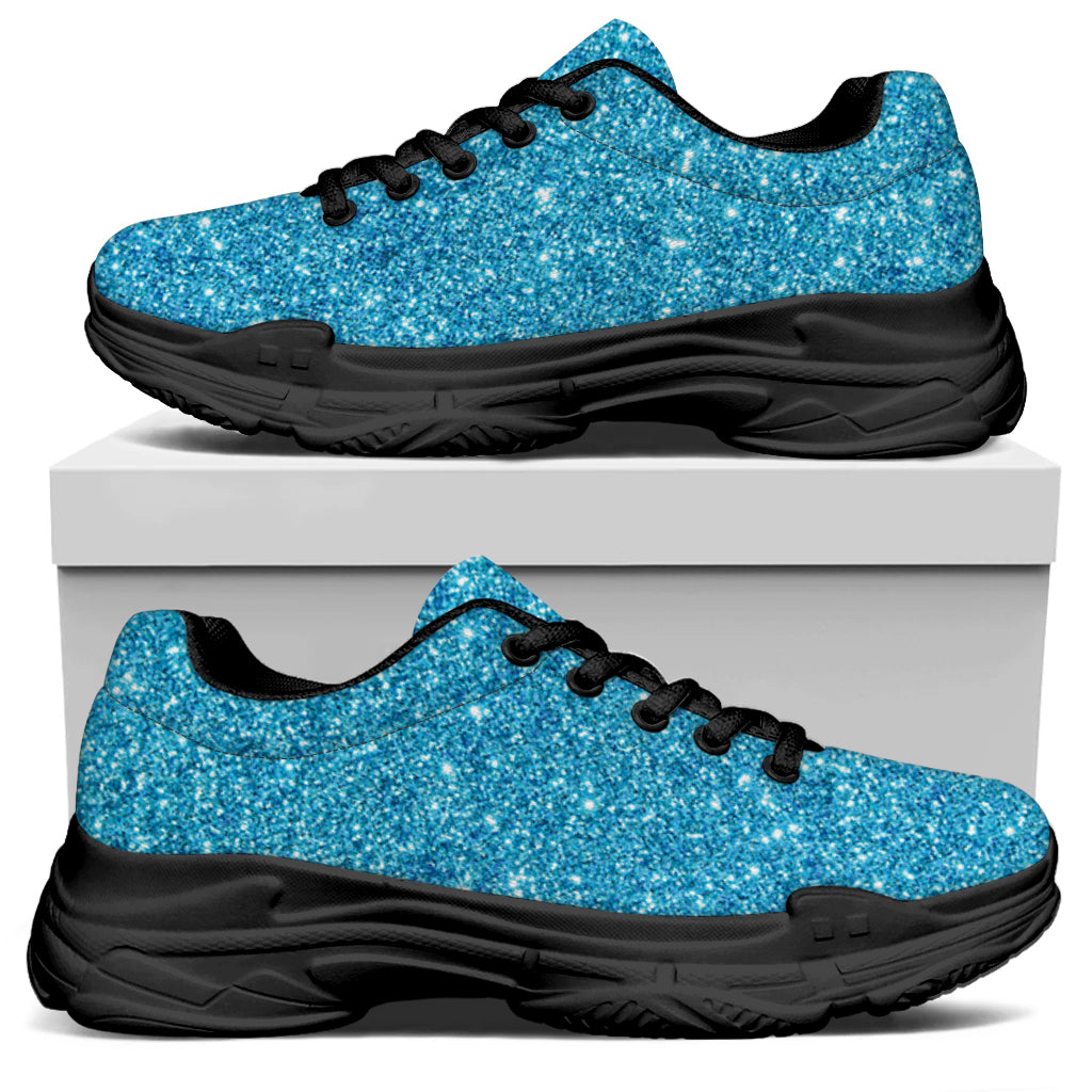 Ocean Blue Glitter Artwork Print (NOT Real Glitter) Black Chunky Shoes