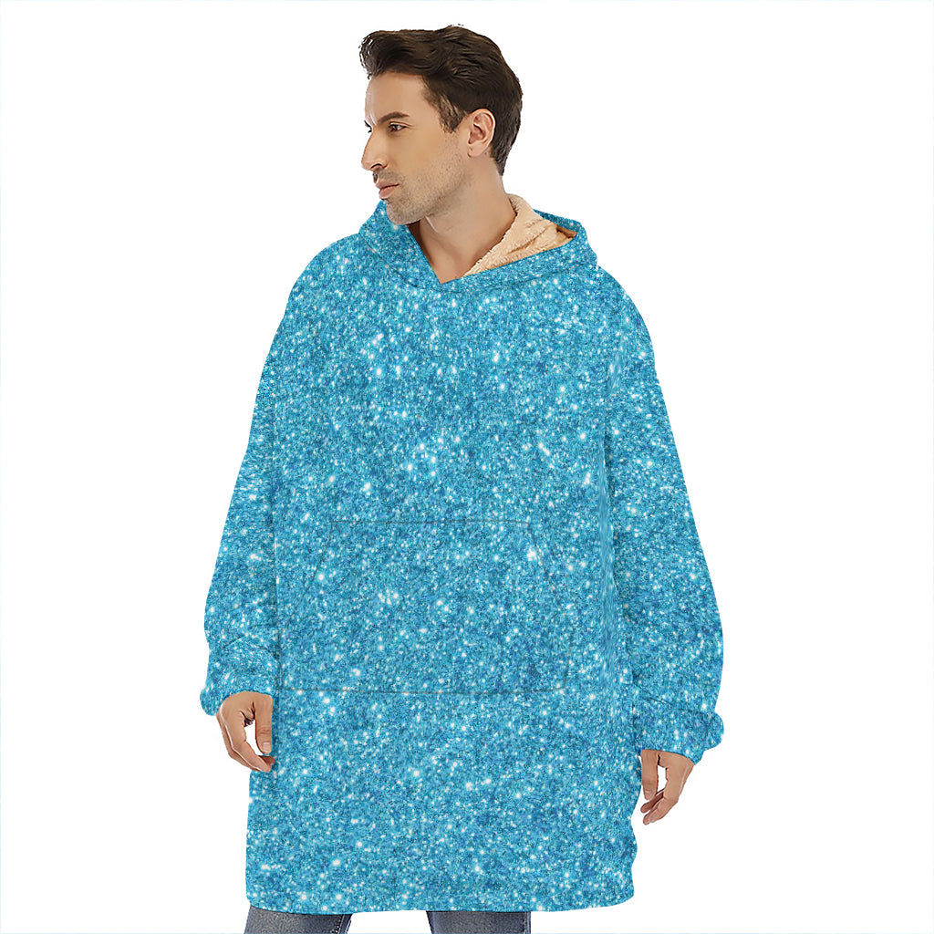 Ocean Blue Glitter Artwork Print (NOT Real Glitter) Hoodie Blanket