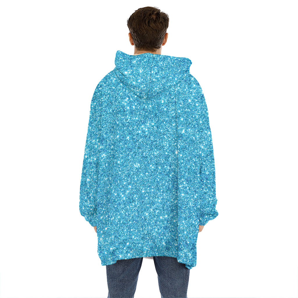 Ocean Blue Glitter Artwork Print (NOT Real Glitter) Hoodie Blanket