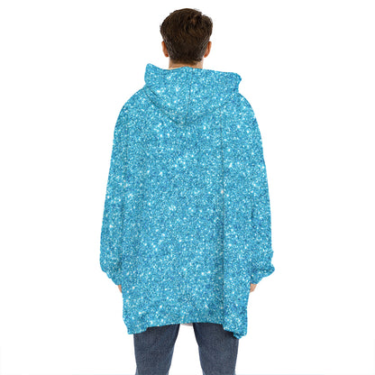 Ocean Blue Glitter Artwork Print (NOT Real Glitter) Hoodie Blanket