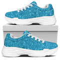 Ocean Blue (NOT Real) Glitter Print White Chunky Shoes