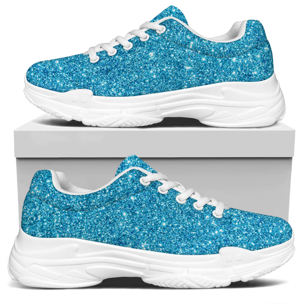 Ocean Blue Glitter Artwork Print (NOT Real Glitter) White Chunky Shoes