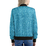 Ocean Blue Glitter Artwork Print (NOT Real Glitter) Women's Bomber Jacket