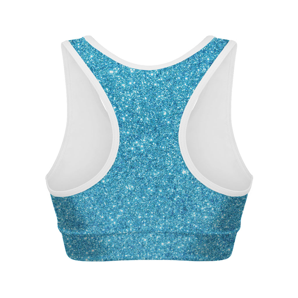 Ocean Blue Glitter Artwork Print (NOT Real Glitter) Women's Sports Bra