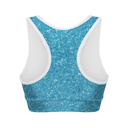 Ocean Blue Glitter Artwork Print (NOT Real Glitter) Women's Sports Bra
