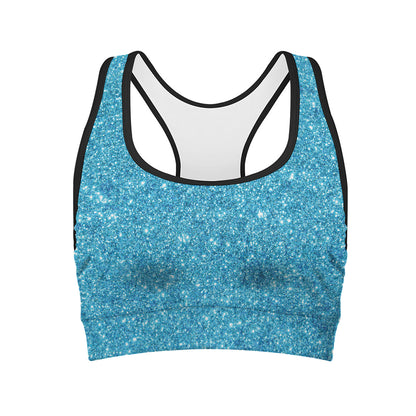 Ocean Blue Glitter Artwork Print (NOT Real Glitter) Women's Sports Bra