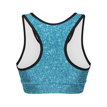 Ocean Blue Glitter Artwork Print (NOT Real Glitter) Women's Sports Bra