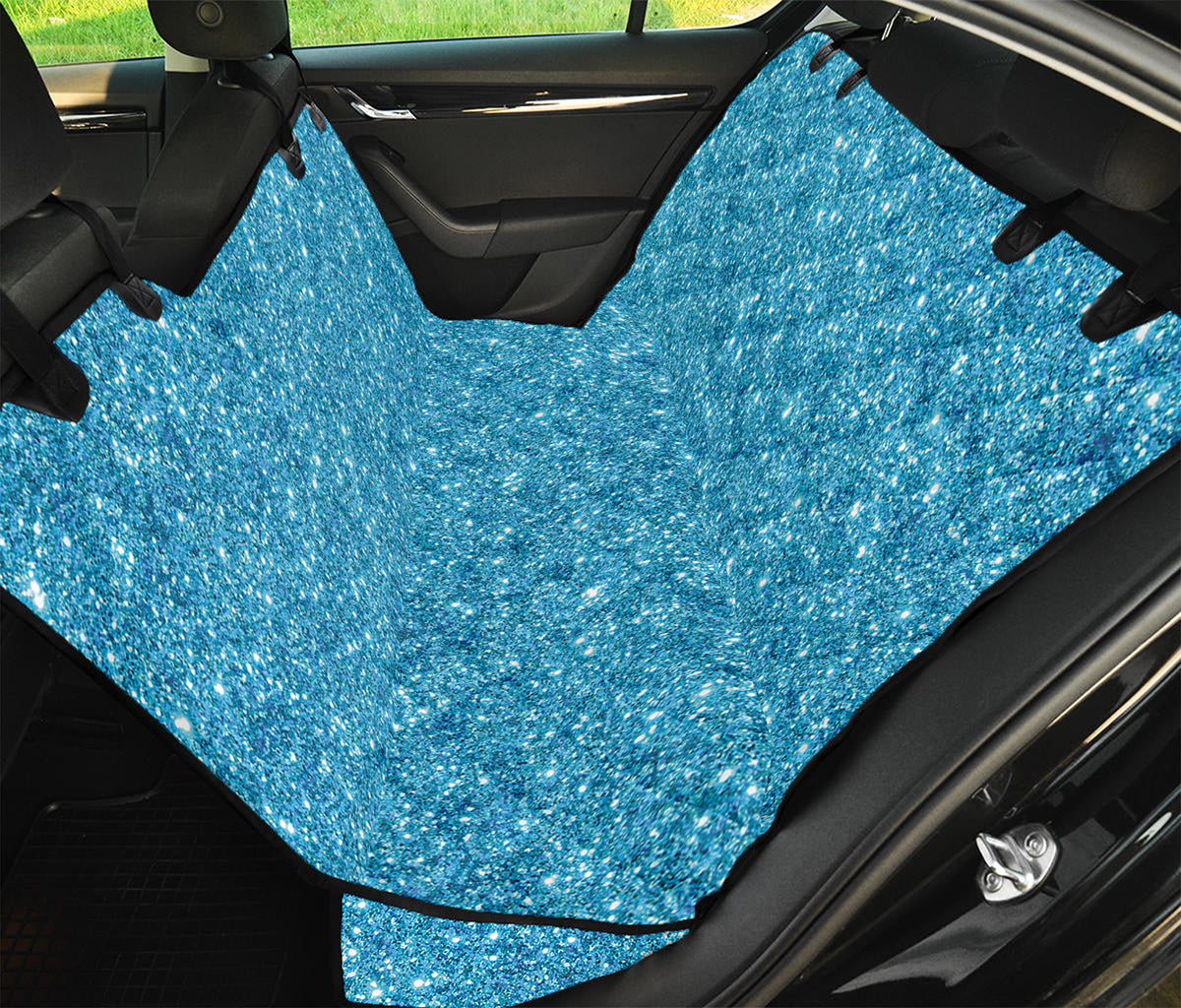 Ocean Blue (NOT Real) Glitter Print Pet Car Back Seat Cover