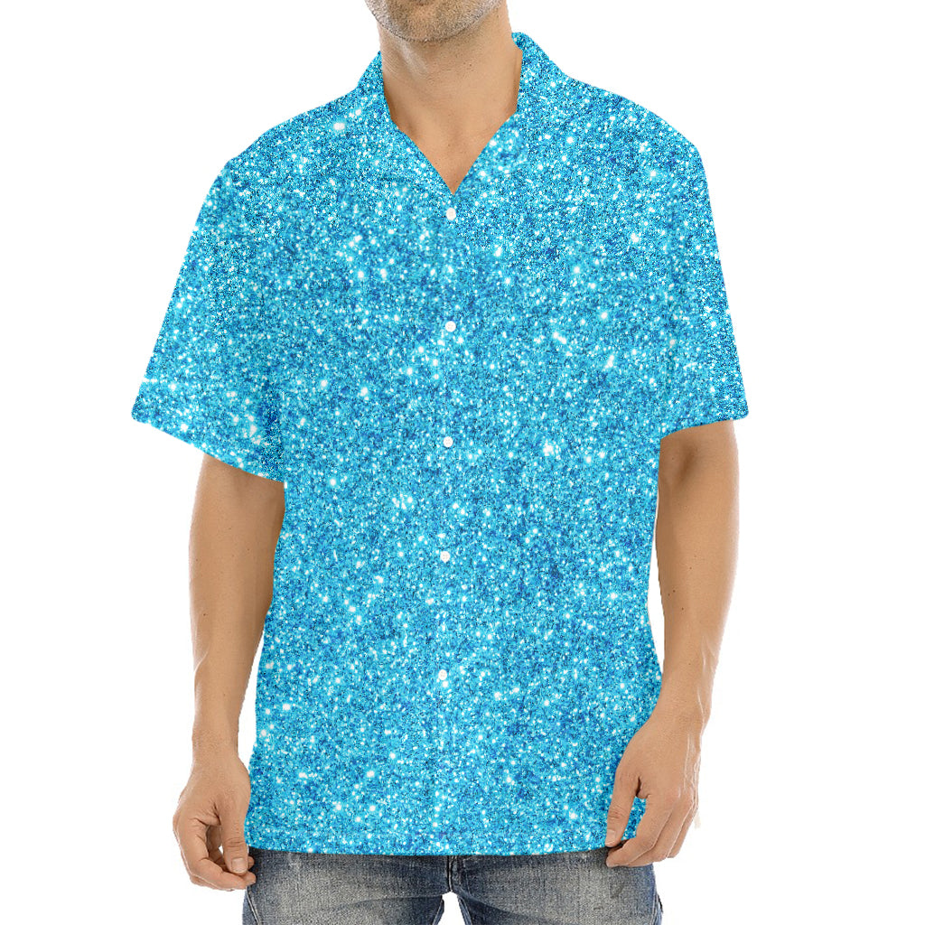 Ocean Blue (NOT Real) Glitter Print Aloha Shirt