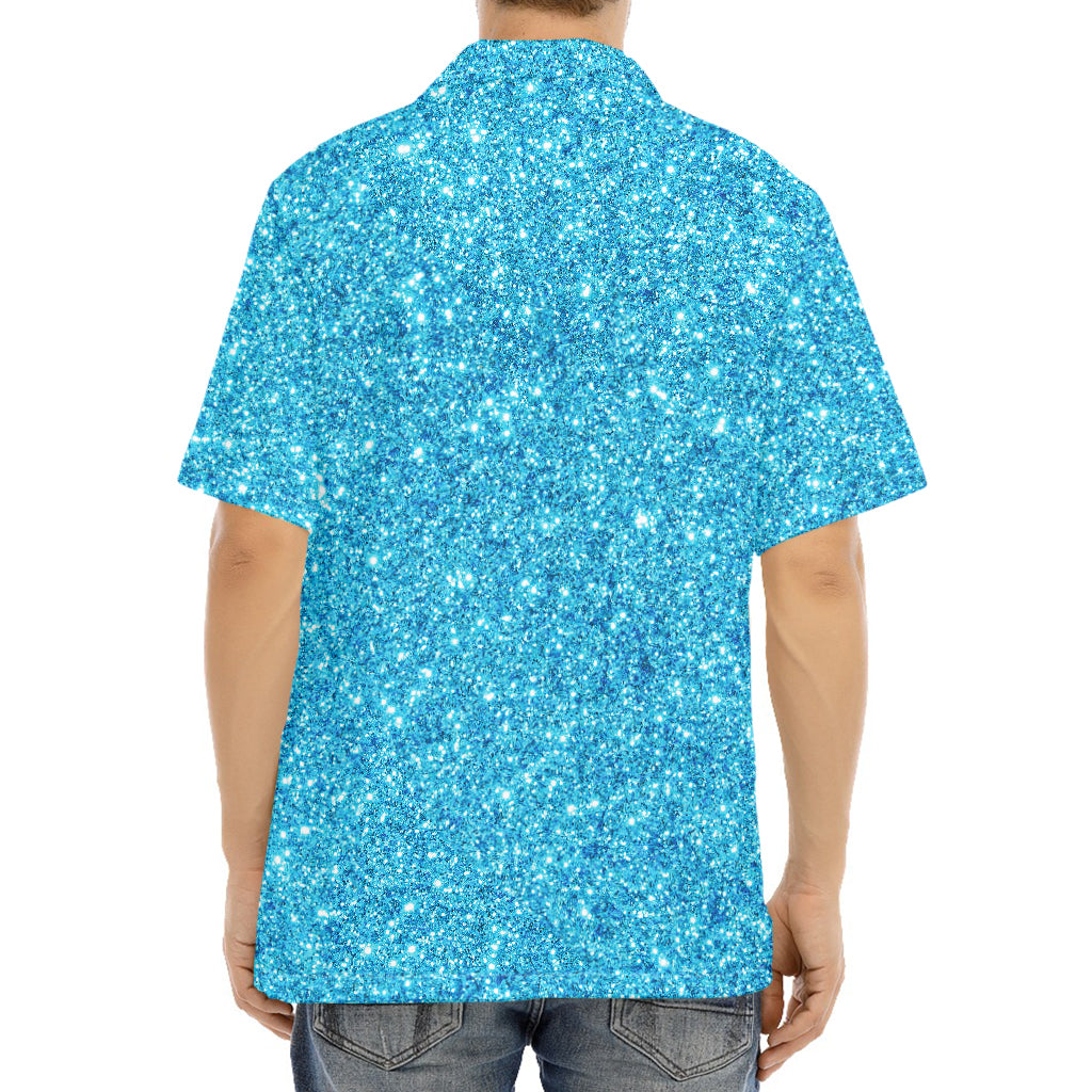 Ocean Blue (NOT Real) Glitter Print Aloha Shirt