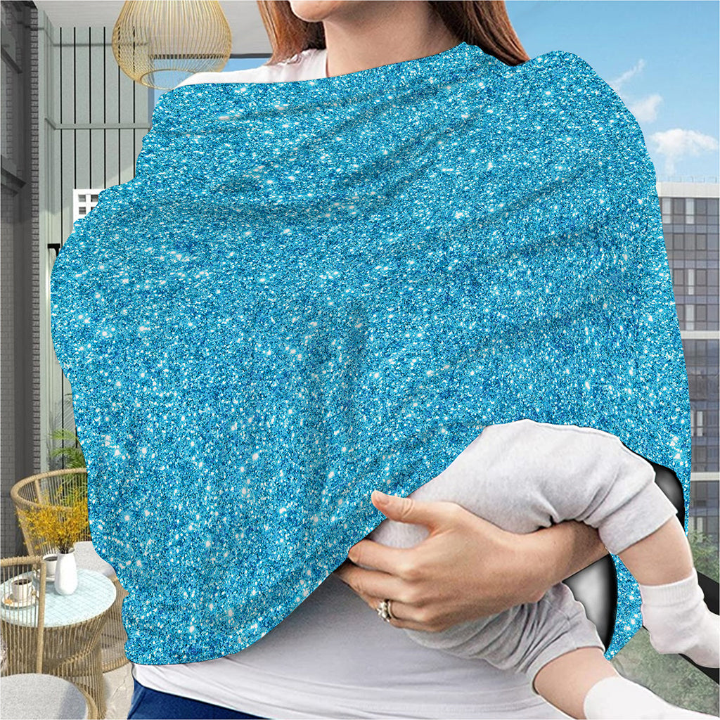 Ocean Blue (NOT Real) Glitter Print Baby Seat Cover