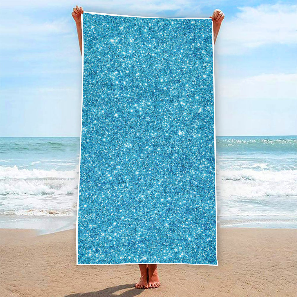 Ocean Blue (NOT Real) Glitter Print Beach Towel