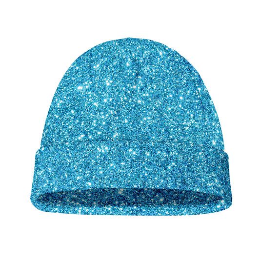 Ocean Blue (NOT Real) Glitter Print Beanie