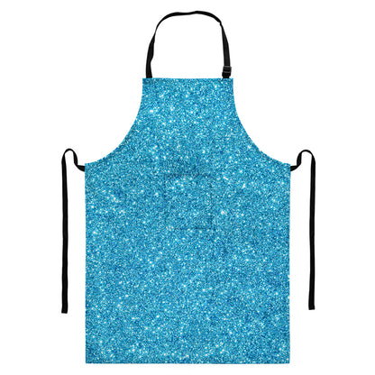 Ocean Blue (NOT Real) Glitter Print Bib Apron With Pocket